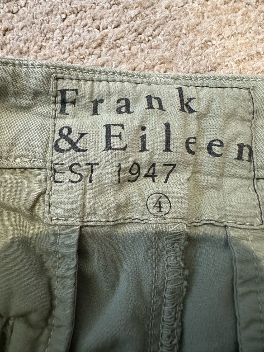 Frank & Eileen Wicklow Chino Crop Pants in Army Green. - Picture 7 of 8